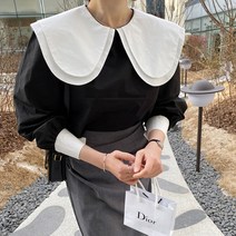 미아마스빈_리산드라 배색 블라우스