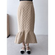 (겨울신상)누빔퀼팅 머메이드 프릴 밴딩 롱스커트