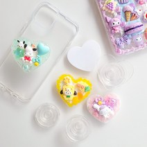 내맘대로 그립톡 꾸미기 만들기 데코덴 세트 DIY (접착제미포함), 포챠코, 핑크, 아크릴 하트