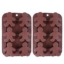 2팩 크리스마스 진저브레드 맨 몰드 - 베이킹 케이크 머핀 쿠키 초콜릿 아이스 큐브 젤로 샷 비누 로션 바 배쓰밤 (랜덤 색상)