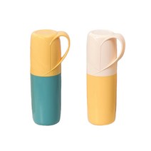 1+1 에클리츠 하트 칫솔통 칫솔 치약 양치컵 칫솔케이스 양치 세트, 칫솔통만, 옐로우+베이지