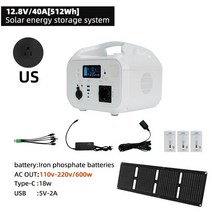 휴대용 발전소 태양광 발전기 가정용 야외 캠핑 보조베터리 110V 220V, [12] US 40ASolar version