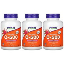 나우푸드 Now Foods 츄어블 비타민C 500 네추럴 체리베리맛 100정 아스코르빈산 나트륨 아세로라 시트러스 X 3통