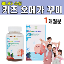 캐나다 수입 어린이 키즈 오메가 3 젤리 쓰리 스리 EPA DHA 아이 구연산 나트륨 대두 펙틴 농축 사과 쥬스 아라비아검 레시틴 조카 선물 초등 학생 유치원 5 6 7 세 살, 1개