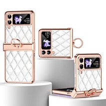 갤럭시 z플립4 zflip 지플립 제트플립 큐빅 포인트 골드 고리 링 거치대 스트랩 핑거그립 하드 가죽 케이스