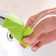 수도꼭지 연장탭 어린이 세면 양치 수도 꼭지 어린이 손세척 코브 실리콘 씽크 수전 연결 세면대연결천만의쇼핑, 그린