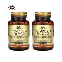 솔가 비타민 B12 500mcg 타블렛 100개 X2병 글루텐 프리 무설탕, 2병, 100정
