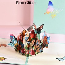 초대장 카드 3D 팝업 생일 축하 인사말 초대 카드 해피 어머니 아버지 날 사랑 엄마 아빠 장미 꽃 부활절, 35 Many butterflies