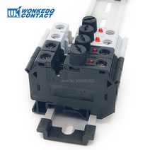 터미널 블럭 단자대 부스바5pcs uk10-drehsi 전기 커넥터 24v220v led 1a2a4a6a10a 퓨즈 uk10 나사 캡 din 레일 블록 영국 1, 검은 색 - led 없음, 퓨즈 4a