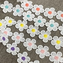 33mm/ 5컬러 데이지 플라워 자수리본 수입리본 헤어핀 헤어밴드, 옐로우, 1마