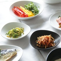 도자기 조약돌 찬기 12.8cm 반찬접시 예쁜접시 무광접시 신혼그릇 3color, 블랙, 1개