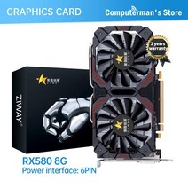 ZIWAY RX 580 8G 2048SP 그래픽 카드 1206Mhz 256Bit GDDR5 GPU 비디오, 한개옵션0