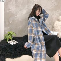 TANC여성 모직 코트 가을 겨울 롱코트 트위드 자켓