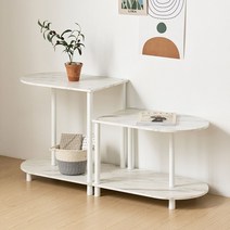 데미 라운드 다용도 낮은 높은 2단 선반 협탁 수납장 파티션 조립식 6가지 컬러, 베이비핑크