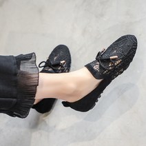 명브띠 미니리본 레이스 여성 플랫슈즈 단화