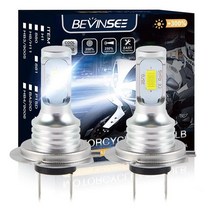 Bevinsee H7 LED 오토바이 헤드라이트 전구 1000LM 6500K 쿨 화이트 하이 앤 로우 빔 플러그 플레이 할로겐 교체 팬리스 CANBUS 지원 2개 팩