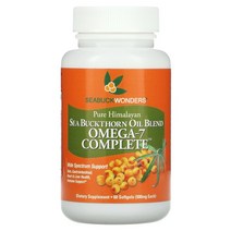 [SeaBuckWonders] 씨벅원더스 오메가3 피쉬오일 DHA EPA7 컴플레이트 씨벅턴 산자나무 오일 블렌드 500mg 60 소프트젤 캡슐, 60 Count