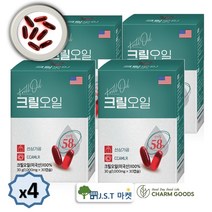 크릴오일 인지질 58% 남극 크릴 56 액상 캡슐 수용성 오메가 아스타잔틴 1000mg 30캡슐 / CCMLR 준수, 4박스, 1000mg 30캡슣