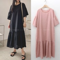 8530(국내산)린넨 면 마 셔링 롱원피스~77 여성봄여름