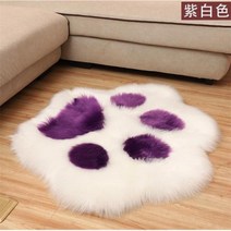 귀여운 고양이 발 곰 쿠션 동물 발자국 모양 뽀글이 카페트 홈 소파 테이블 매트 침실 2021, 60cmx70cm, White purple