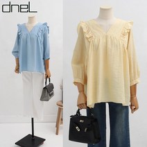드넬 러플브이블라우스DB11564A