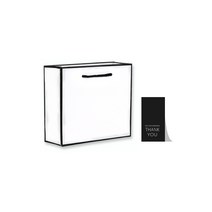 27리빙 선물 쇼핑백 10p+감사 스티커 10p, 소, 13 화이트&블랙 리본띠