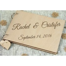 스크랩북 소박한 양장본 위한 용품 게스트 맞춤 목조 결혼식 방명록 신랑 신부 기념 도서 메시지 사용자 정의, [05] 05