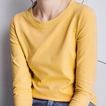 데일로엔 여성용 무지 라운드넥 긴팔 티셔츠