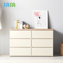 사사가구 로빈 3단 6칸서랍장, 오크화이트