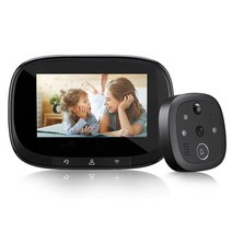 무선초인종 무선차임벨 도어벨 디지털 들여다 보는 구멍 비디오 초인종, 1.Black
