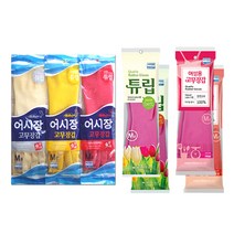 [센스플러스] 여성용 어시장 튜립 고무장갑 천연라텍스 주방잡화 M/L, 고무장갑(어시장) 빨강(M)