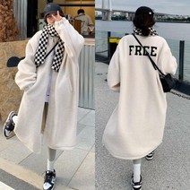 여성 빅사이즈 롱 후리스 자켓 가디건 플리스 노카라 기모 보온 단추 맨투맨 코트