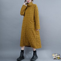 누빔 롱패딩 퀼팅 깔깔이 면 쟈켓 원피스 가을 겨울 오버사이즈 미디엄 롱 빈티지 깅엄체크 기모 하이넥 패딩