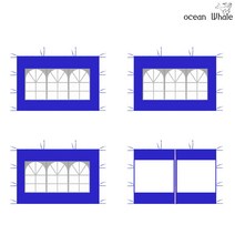 오션웨일 접이식 야외 천막 2x2 D-창문형 세트 (투명바람막이 4면) 주차 행사용 포장마차 캐노피 천막, (D-창문형 세트)블루