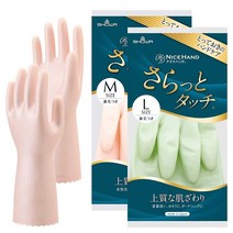 일본 나이스핸드 펄 고무장갑 (면코팅 이중 김장장갑 설거지 청소 세차, 그린M8089