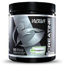Muscle Feast Creapure 크레아틴 모노하이드레이트 파우더 비건 케토 프렌들리 글루텐 프리 혼합하기 쉬움 매스 게이너 근육 회복 보충제 및 성장을 위한 최고의 귤 3, 무향, 55인분 (1팩)