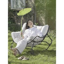 흔들의자 안락의자 레저 소파 발코니 소파 의자 홈 거실 야외 흔들 의자, (아몬드화이트)흔들의자 + 테이블