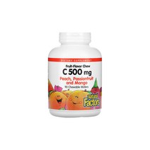 네추럴팩터스 씹어먹는 비타민C 복숭아 패션후르츠 망고맛 500mg 90개 아스코르브산 나트륨 아스코르빈산 아스코브산 소듐 아스코베이트