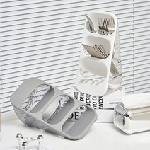 CKLIVING 물빠짐 수저통 수저정리함 포크 젓가락 3단, 그레이, 1개