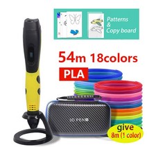 쓰리디펜 저온 3d3D 펜 DIY 인쇄 1.75mm PLA 필 라 멘 트 USB 출력 연필 드로잉 어린이위한 운반 케이스 선, 11 y-standard EU 54m