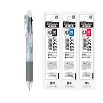 제브라 사라사 멀티펜 투명 0.5mm 3+S, 3색+리필심, 1세트