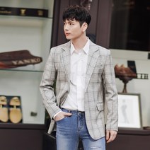 비시크 레이슨 체크 블레이저