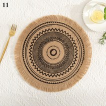 짠 플레이스매트 황마 플레이스매트 휴대용 술 플레이스매트 실용적인 내구성 꽃병 쿠션 장식 다기능 레트로 매트, 열하나