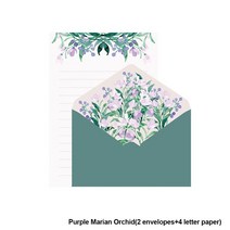 빈티지 소품 인테리어 인쇄 꽃 세트 봉투 결혼식 인사말 카드 초대장 편지지 카와이 문구 사무실 학교 용품 6 개, [07] Marian Orchid 01