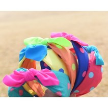 기타 바보사랑[비앤피]네온 도트 리본 반다나 레트로 헤어밴드 5Colors