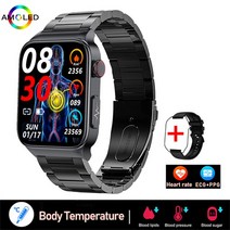 스마트 워치 심박 계 수 측정 기 2023 혈당 스마트 워치 남자 ECG + PPG 심박수 혈압 건강 시계 IP68 방수, Steel belt black, watch