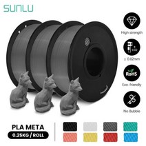 SUNLU3 롤 PLA 메타 3D 프린터 필라멘트 025KG롤 175MM 미니 스풀 유동성 빠른 인쇄 펜 리필용, 회색 회색 회색, 회색 회색 회색