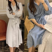 루즈핏 스트라이프 여성 롱 남방 셔츠 긴팔 가디건