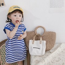 리나베베 민소매 블루 스트라이프 면 원피스