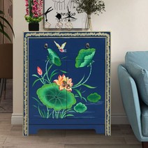 협탁 자개장 엔틱 경대 나비장 자개농 수납 자게장 장농 자개함, 블루90x40x80cm